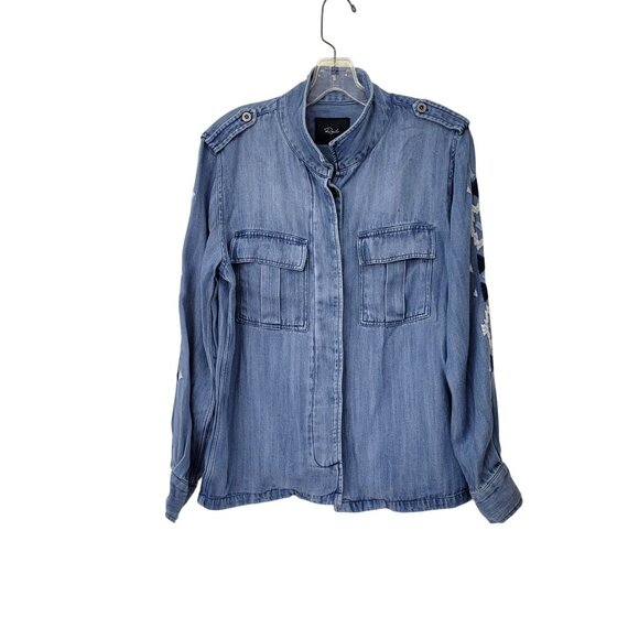 Rails Embroidered Denim Button-Up Shirt Jacket With Aztec Design Women's Extra S - Picture 2 of 7